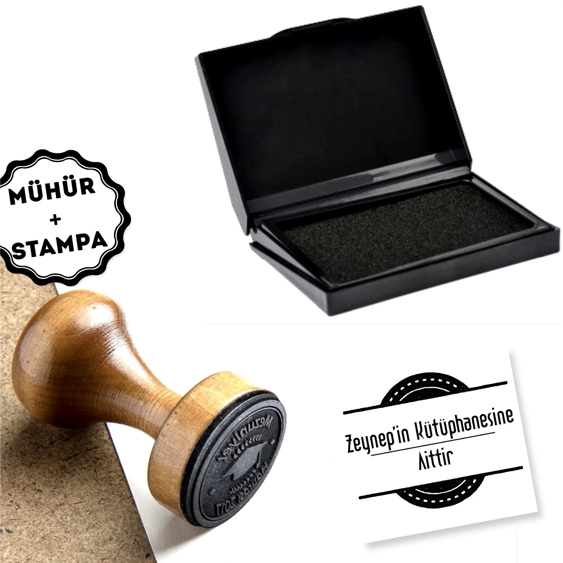 

Personalized Name Written Wood Book Seal-A827