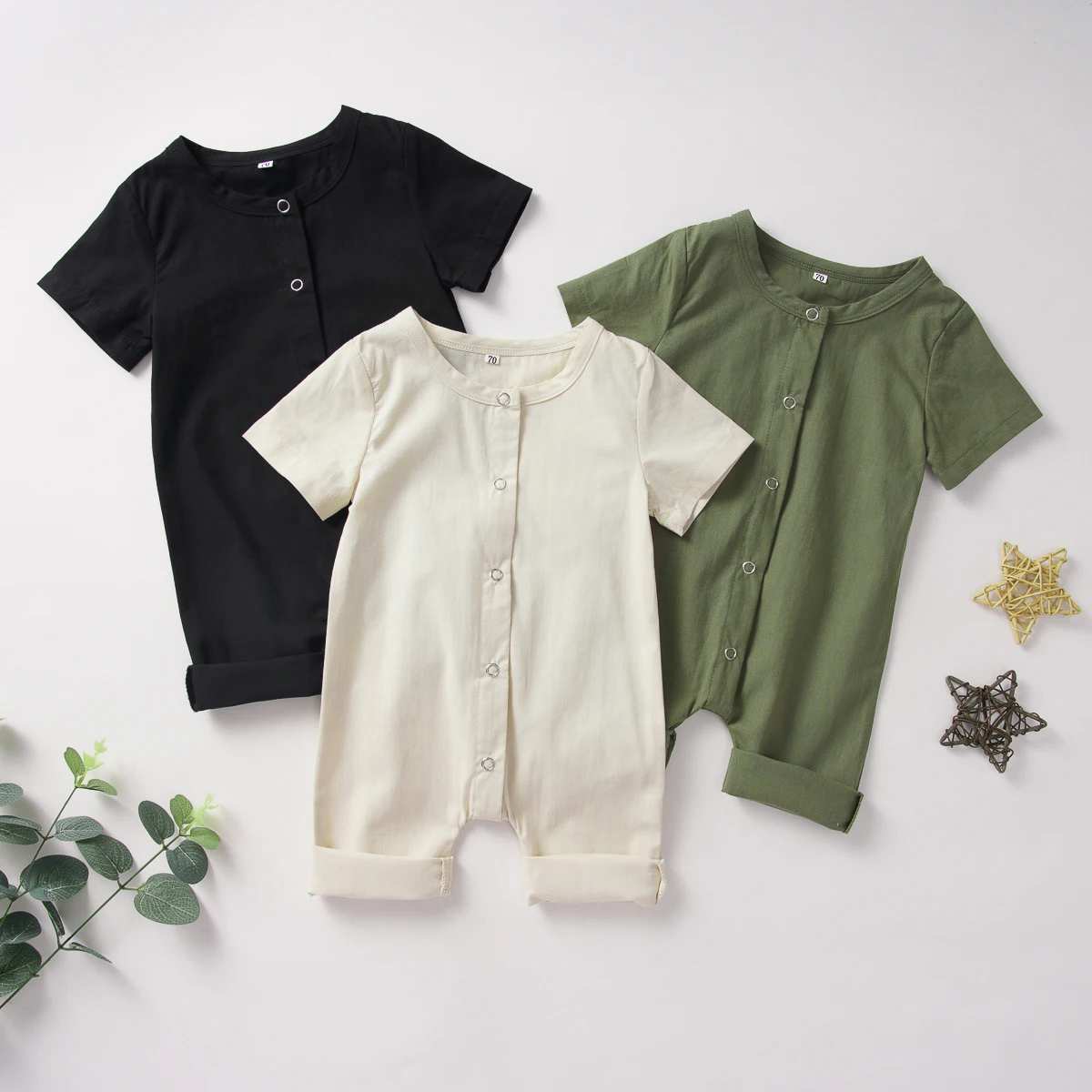 

Newborn Baby Boy Girls Clothes Sets Button Cotton Romper Jumpsuit Playsuit Baby Summer Casual Sunsuit One-pieces 2021