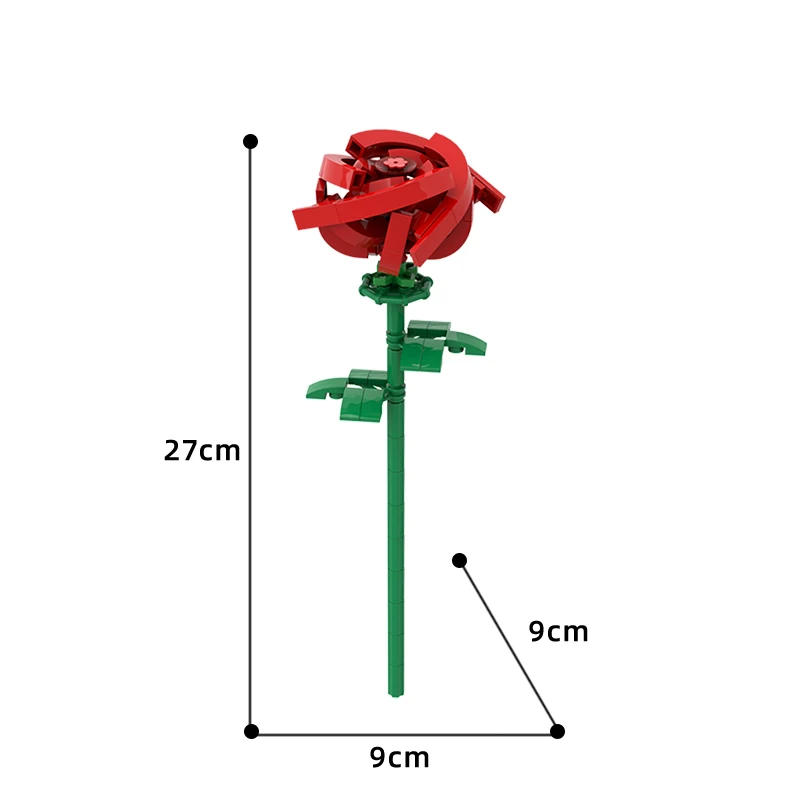 

MOC Long Stem Red Rose Flowers Bricks Building Blocks DIY Model Assembly Construction Educational Toys For Girls Gift 564PCS