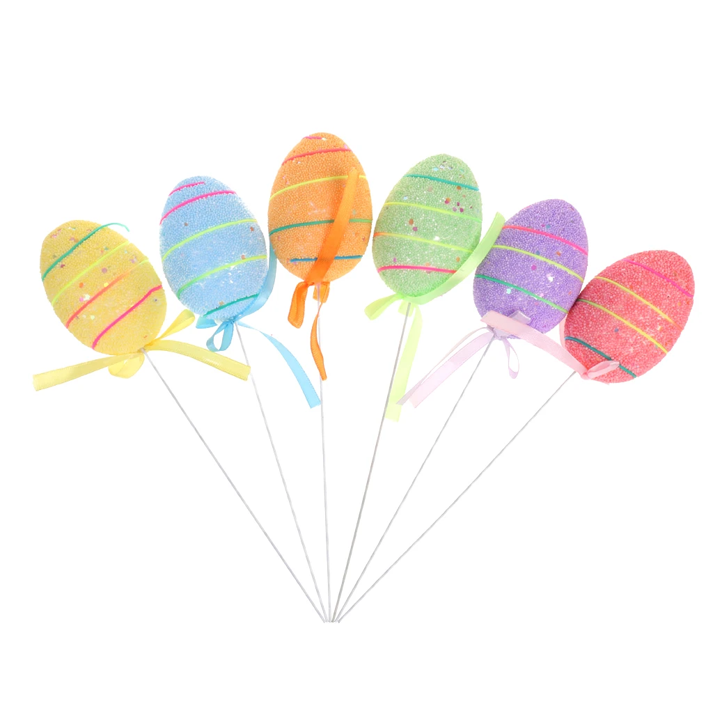 

6 X Colorful Easter Spring Foam Easter Eggs Picks Easter Crafts Decor