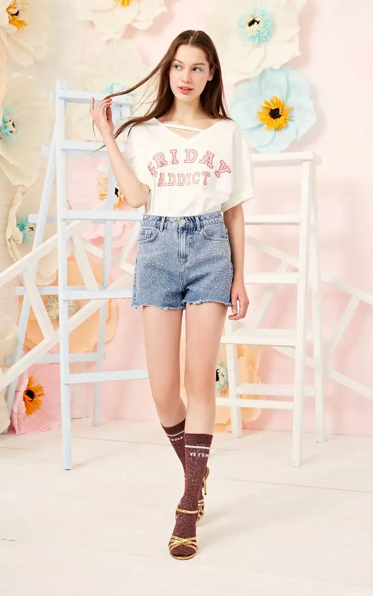 Женская футболка с v-образным вырезом и буквенным принтом Vero Moda | 3191T1505