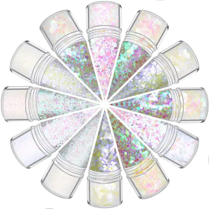 

12 Colors Mixed Holographic Chunky Glitter Face Body Eye Hair Nail Resin Sequins