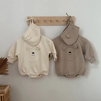 8835 newborn baby romper with hat autumn new 2021 cartoon bear ears and hats boys girlsone piece clothes infant climbing clothes