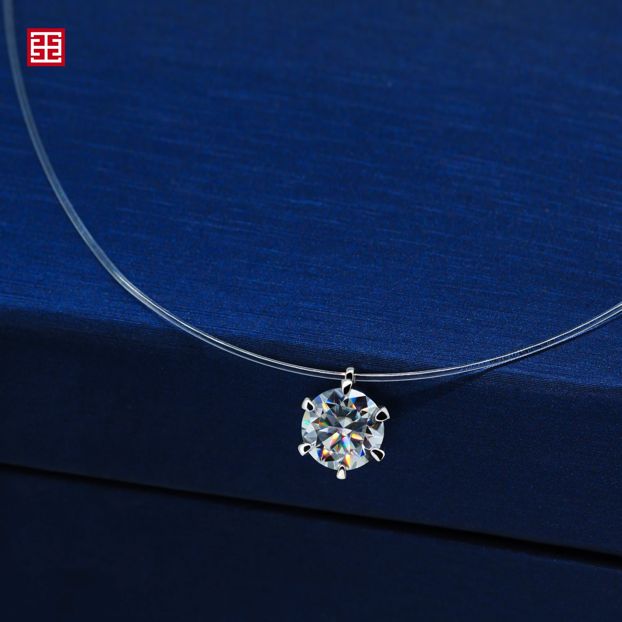 GIGAJEWE 2.0ct 8 0 мм VVS1 EF цвет круглый Moissanite рыба линия Воротник Ожерелье невидимое