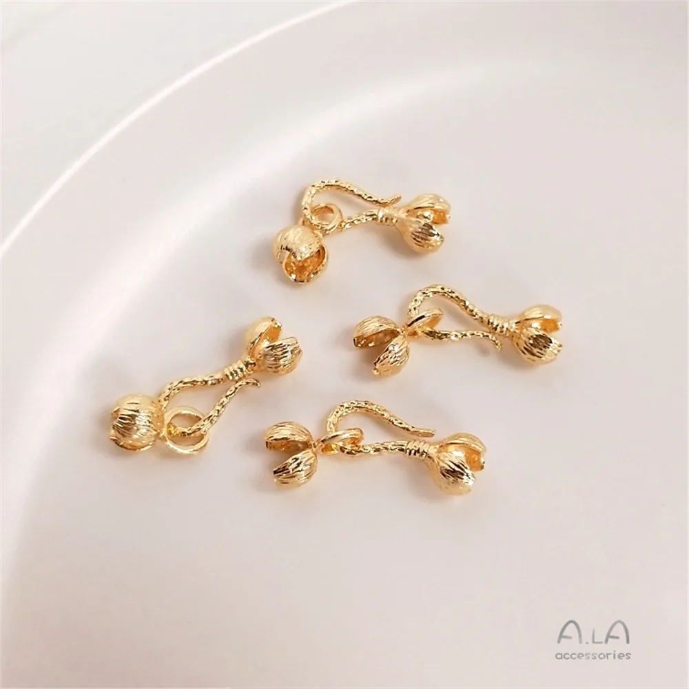 

14K Gold Filled Plated Bud double bag buckle hook shaped end buckle buckle DIY bracelet head accessories material