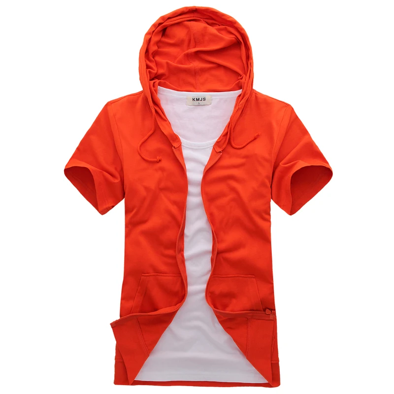 

Spring and summer new short-sleeved T-shirt men hooded sweater 10 color fashion casual