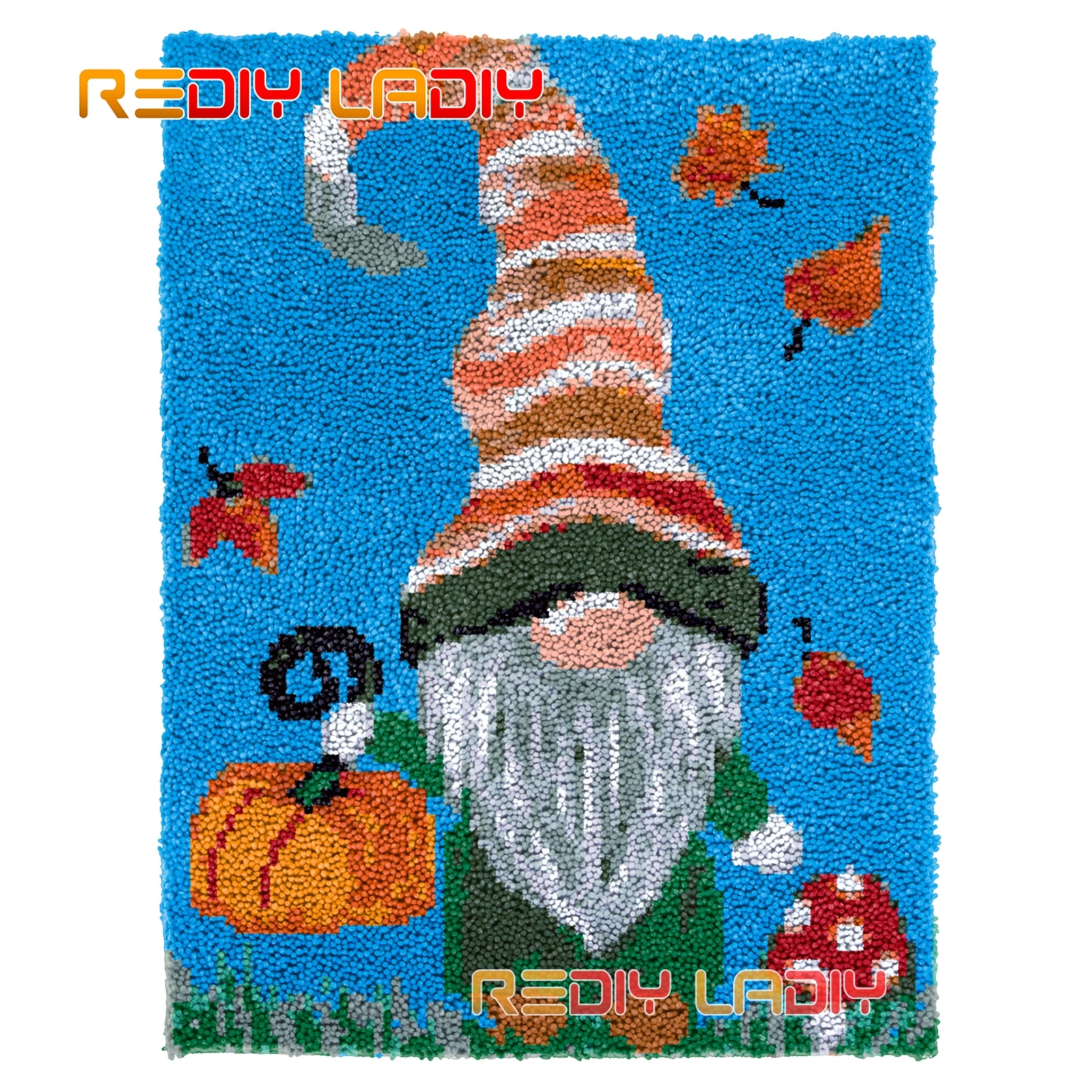 

DIY Carpet Rug Kits Fall Gnome Seat Cushion Latch Hook Rug Thick Yarn Needlework Crocheting Tapestry Knotted Floor Mat Crafts