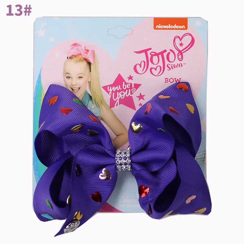 14 шт./лот 5 дюймов JOJO SIWA банты лента бант для волос с зажимы для волос банты Стразы центр Детские волосы для девочек Аксессуары Головные уборы