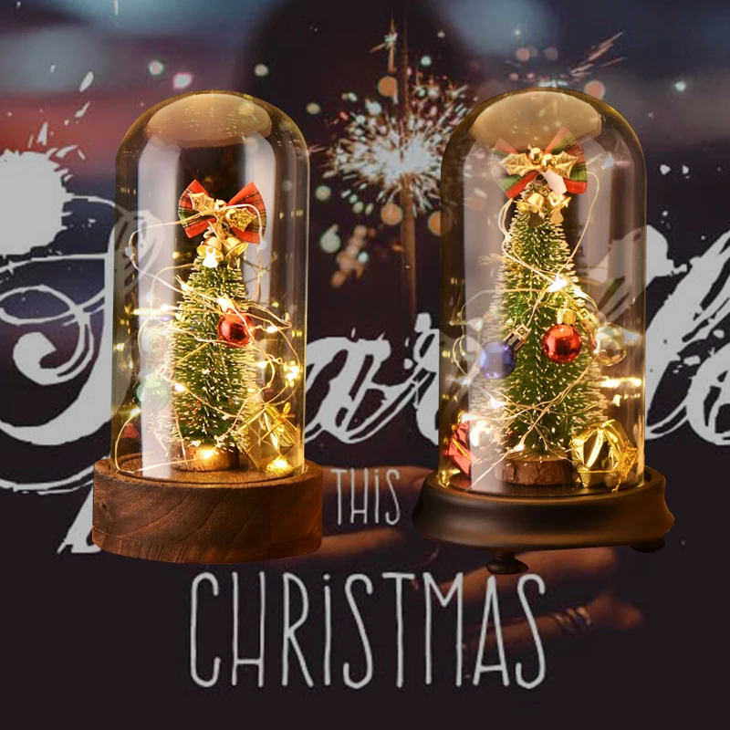 Искусственное украшение Рождественская елка в стеклянном куполе светодиодный