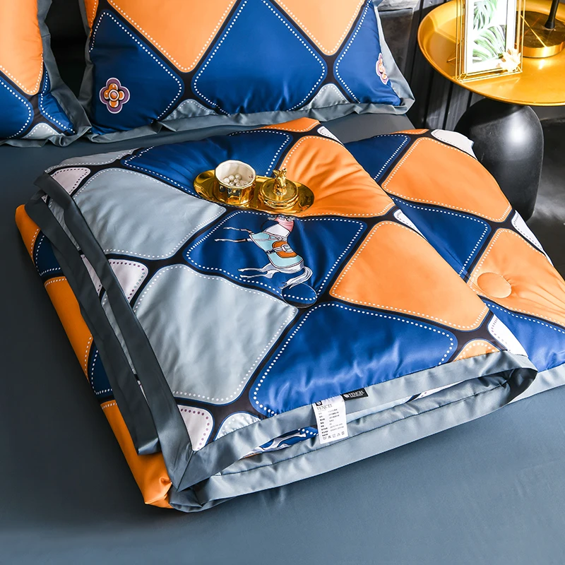 

OXYGEN silk quilt Comforter Blanket 1 Pcs pillow case 2pcs 150x200 single size queen size printed duvet high qualiy quilt
