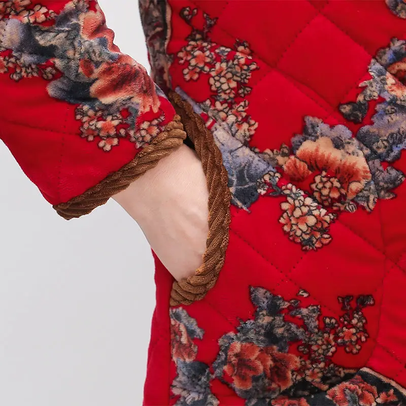 

Mother winter cotton clothing warm cotton clothing 2021 new plush cotton padded jacket middle aged and old women's spring and