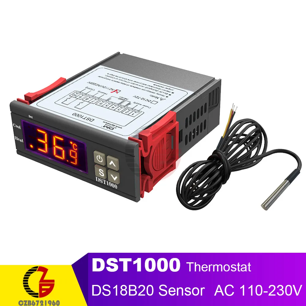 DST1000 AC 110V-220V STC-1000 SHT2000 DST1000 цифровой термостат регулятор влажности Регулятор температуры Терморегулятор гигрометр 12 в 110 В 220 В - Цвет: DST1000 AC 110V-220V
