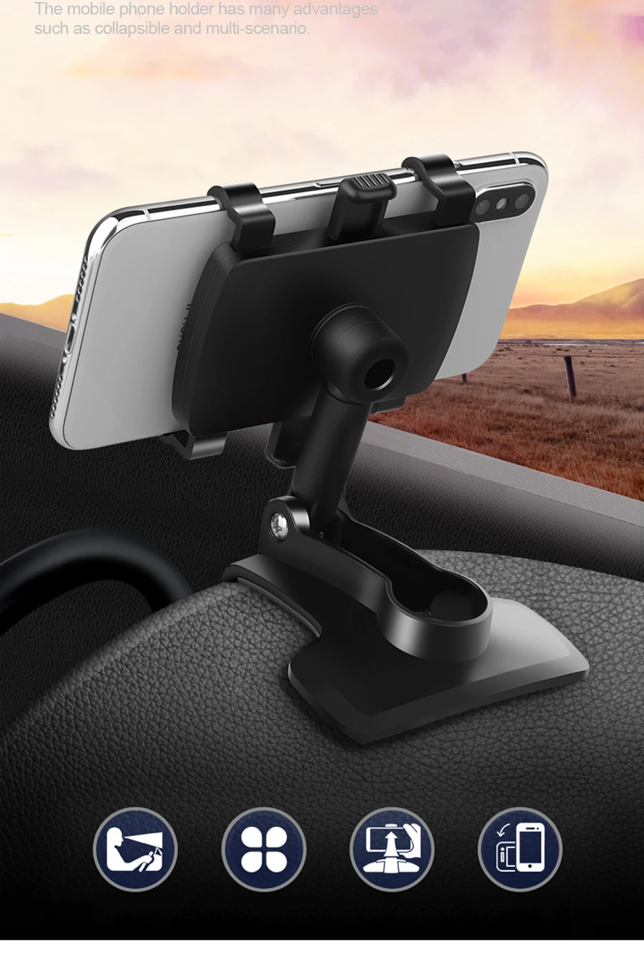 

Car Phone Holder Mobile Phone Holder Stand in Car Dashboard Rear View Mirror Sunshade Baffle Cell Phone Holder GPS Mount Support