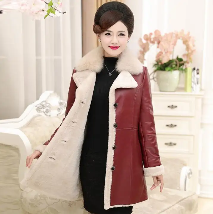 Осенняя и зимняя женская кожаная куртка длинная новая Корейская с тонким меховым