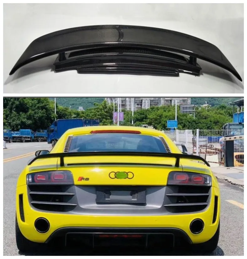 

High quality Carbon Fiber Rear Trunk Lip Spoiler Wing Fits For Audi R8 V8 V10 GT style 2010-2016