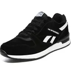 Кроссовки мужские кожаные, черные, летние, для бега