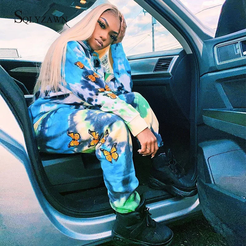 Уличная одежда толстовка с капюшоном принтом повседневные брюки Капри женский