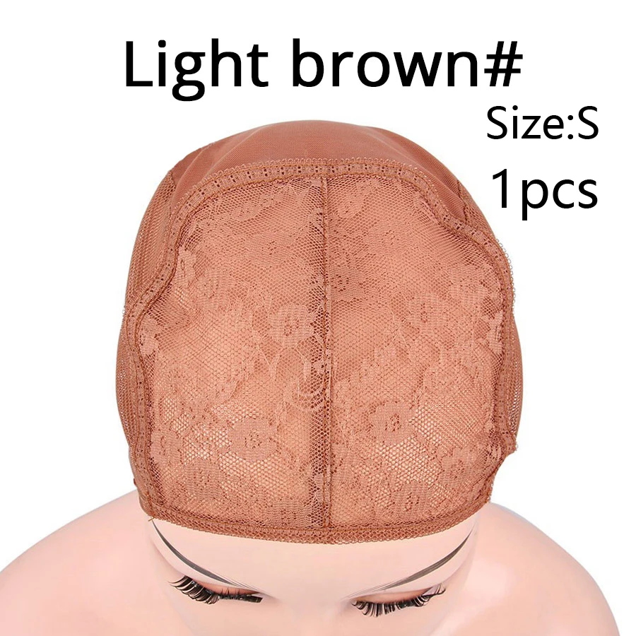 Light Brown S 1PCS Дышащий прочный двойной Швейцарский Кружевной передний парик крышка Xl купольная крышка плетение Крышка для изготовления парика темный/светильник коричневый регулируемые ремни крышка - Цвет: Light Brown S 1PCS