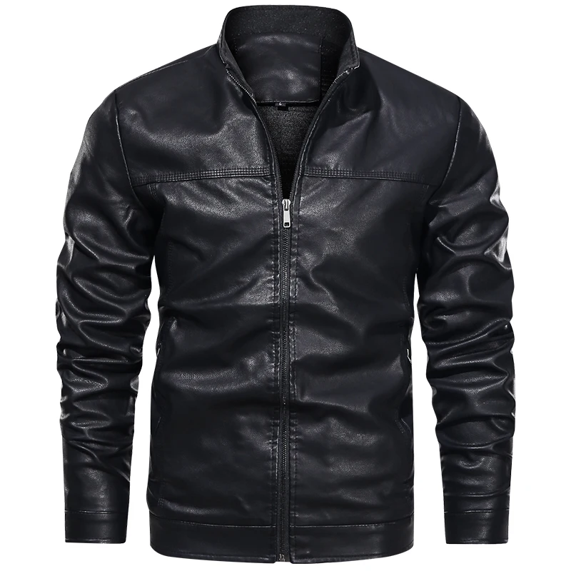 

Nice Hot Autumn/winter Men's Leather Vintage Jackets Casual Biker Pu Jacket Zip Pocket Thick Leather Coats Aviator Jacket Men