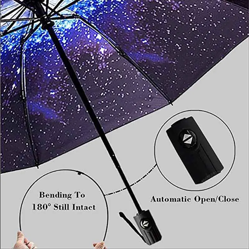 Складной зонт ветрозащитный черный клей с УФ-покрытием компактный дорожный для