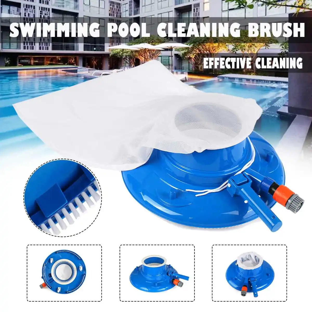 

5 Types Pool Cleaner Portable Swimming Pool Pond Fountain Vacuum Brush Cleaner Cleaning for Fishing pond, Aquarium Swimming Pool