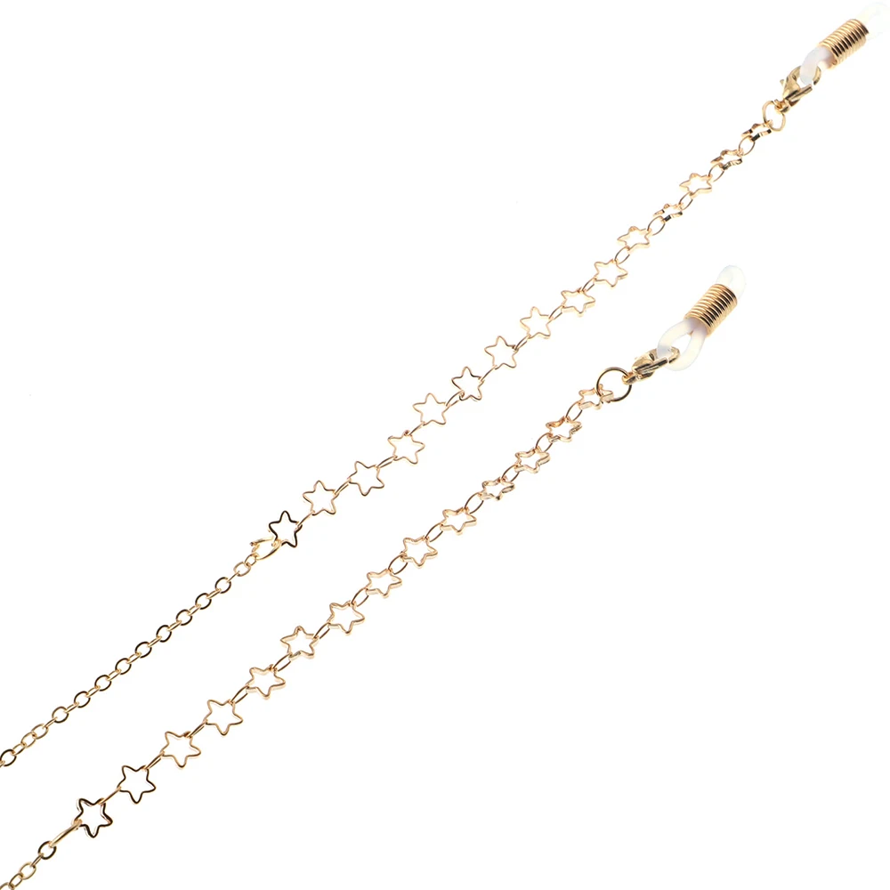 

Fashion Simple Gold Star Alloy Sunglasses Chain For Women Hot Personality Eyewear Lanyard Holder Straps with Silicone Loop