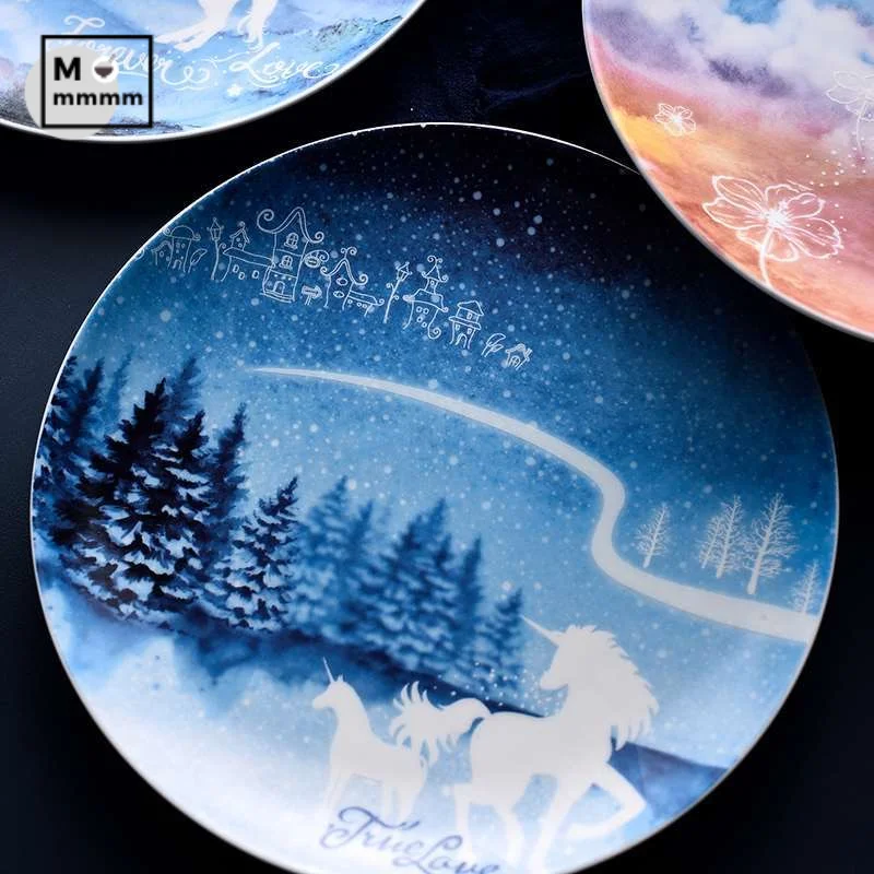 8-дюймовая керамическая посуда набор тарелок для десертов стейков хлеба