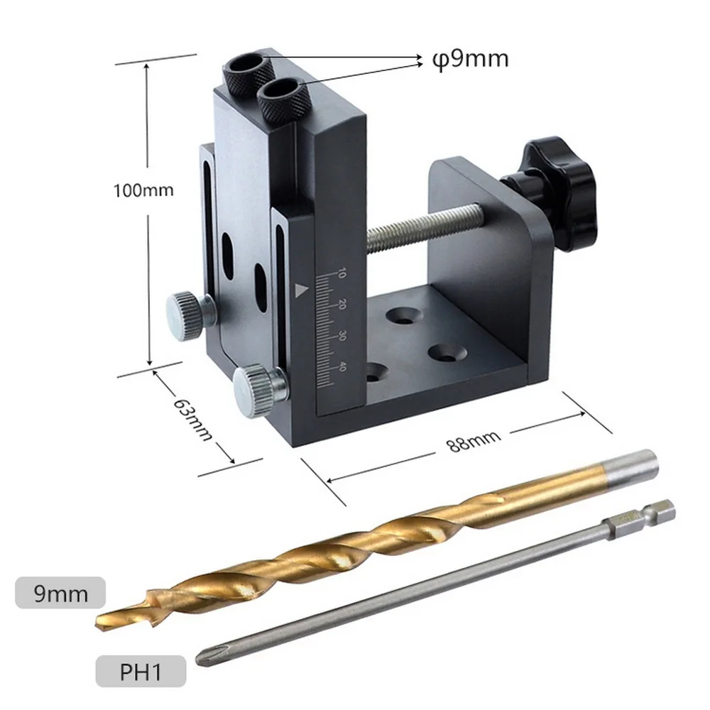 

9mm Jig Pocket Hole Kit Wood Vertical Drilling Detachable Locator For Furniture Connecting Hole Puncher Carpent