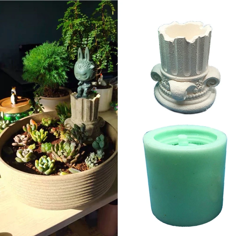 

Ancient Greek Pillars Flower Pot Epoxy Resin Silicone Mold 3D Roman Column Succulent Plant Planter Pot Mold for Concrete