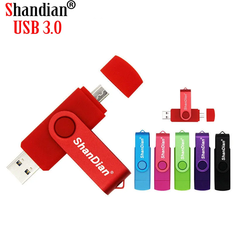 

SHANDIAN 9 colors USB 3.0 Smart phone USB Flash drive OTG pendrive 4GB 8GB 16GB 32GB 64GB Micro disk for phone hot selling