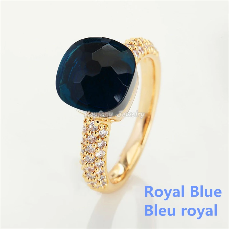 

2021 Best Charming Brand Zirconia 4 Color Choose Crystal Jewelry 18K Gold Plated Rings For Women Friends New Year Gift