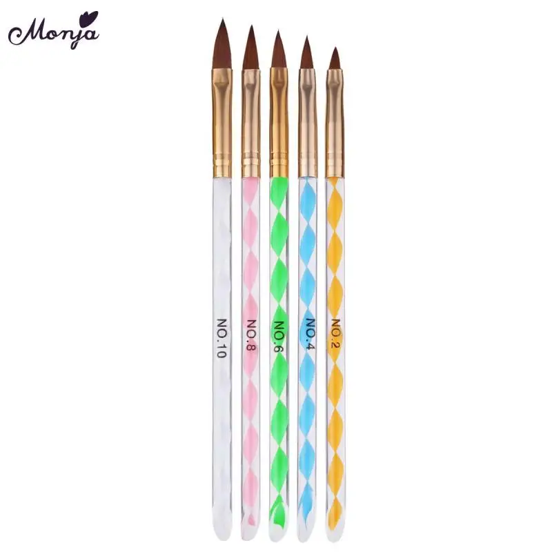 

5PCS/Set Prefessional Acrylic Nail Art Brush Salon Home Use Gel Nail Brush Spiral Design Plastic Handle UV Gel Brush Pen Tools