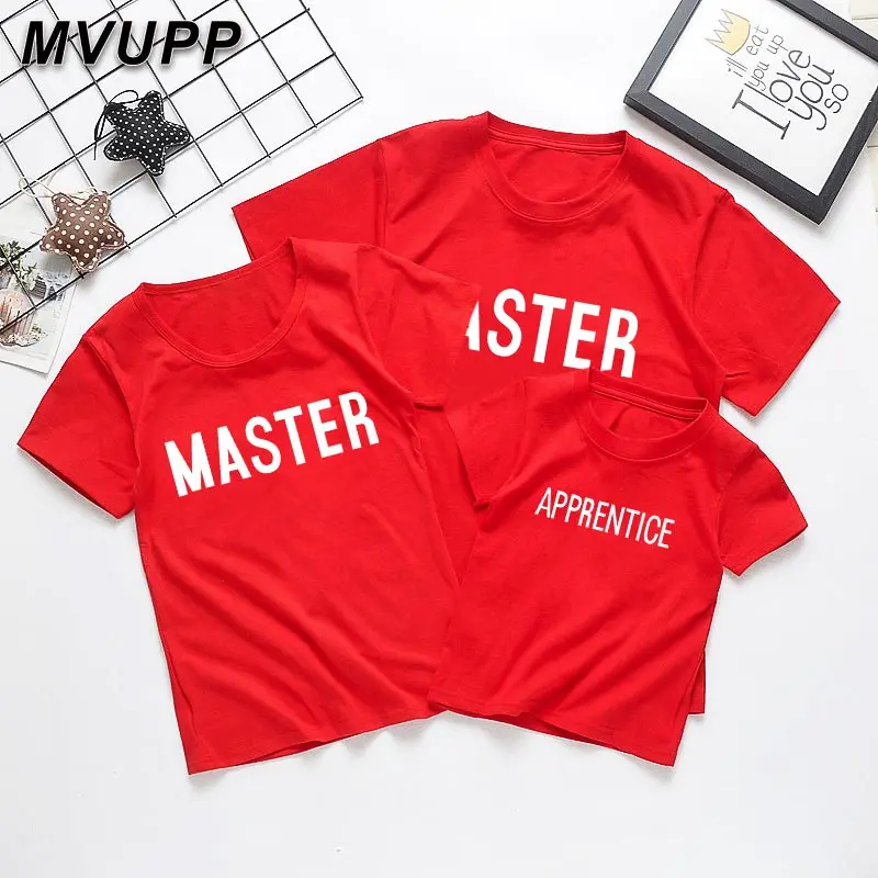 

family matching outfits look father Son T shirt family clothes kids Master letter print daddys baby boys daughter mommy new 2020