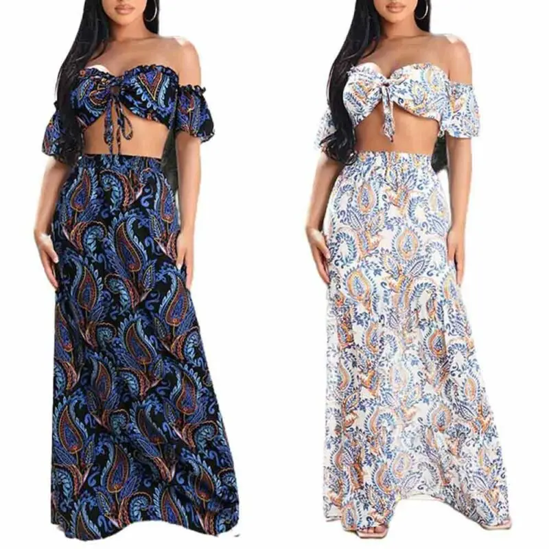 

Womens Clothing 2021 Summer Off The Shoulder Dress Ladies Floral Printed Slash Neck Sexy Casual Beach Holiday Ladies Sundress