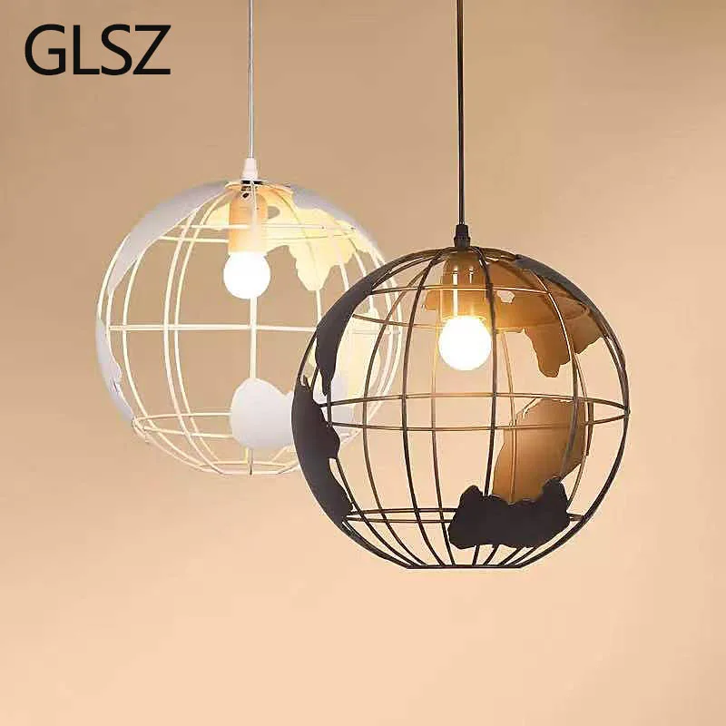 GLSZ Современная железная сферическая люстра светильники E27 белая/черная