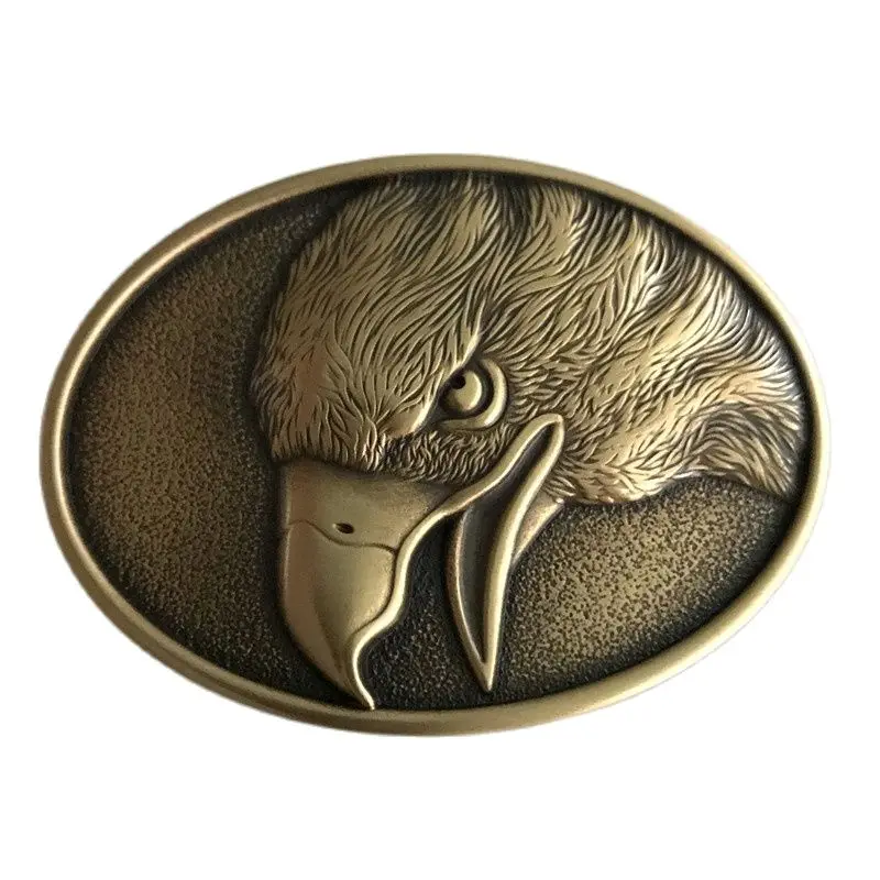 

Пряжка для ремня мужская с металлической пряжкой, модный ремень с овальной 3D головой орла, из твердой латуни, длиной 4 см