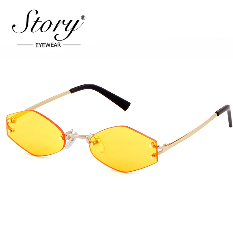 Очки солнцезащитные маленькие без оправы UV400 женские брендовые винтажные