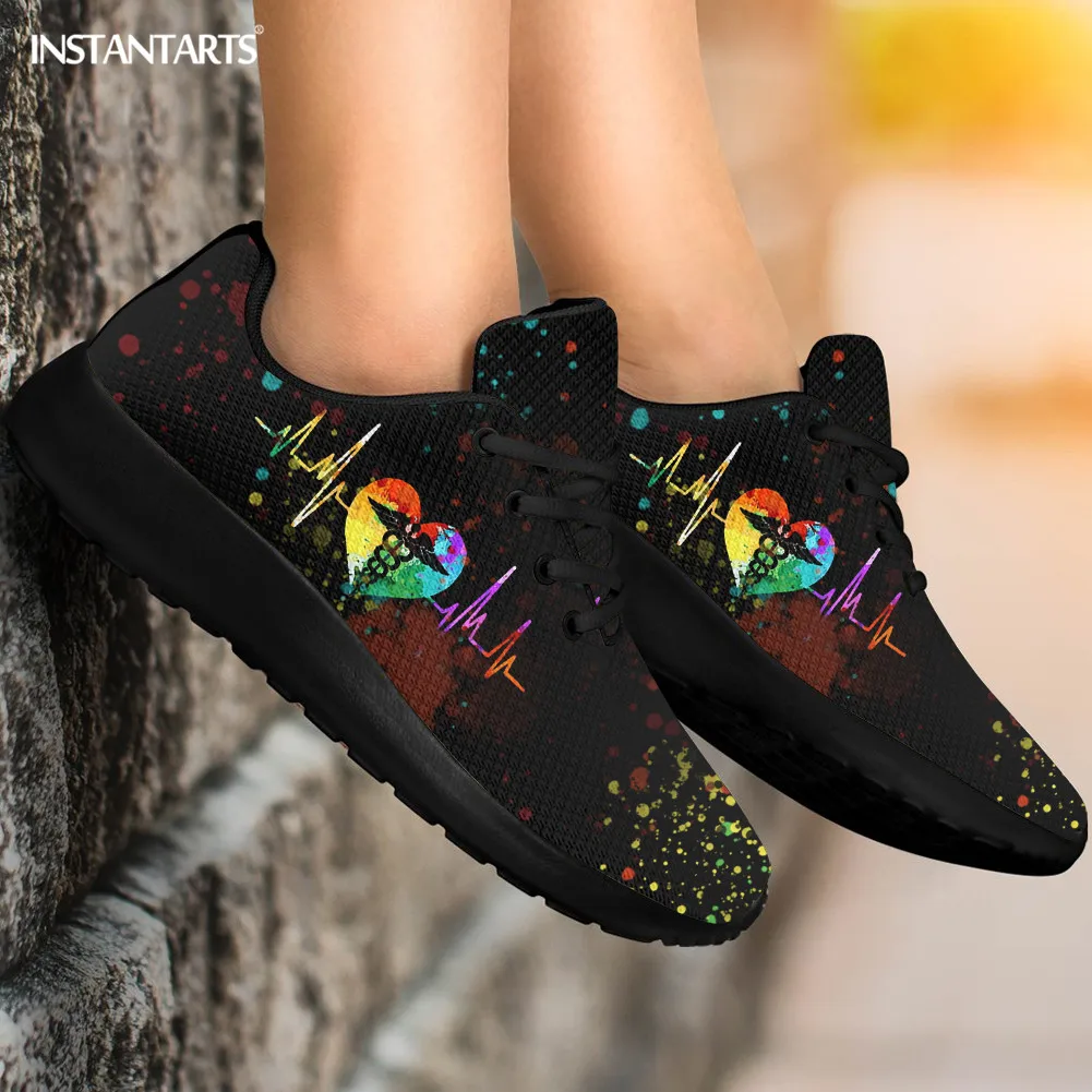 Heart Rate Rainbow Color Woman Flats Casual Shoes for Women 2021 Female Lightweight Mesh Sneaker Comfortable Nursing Shoes Girls