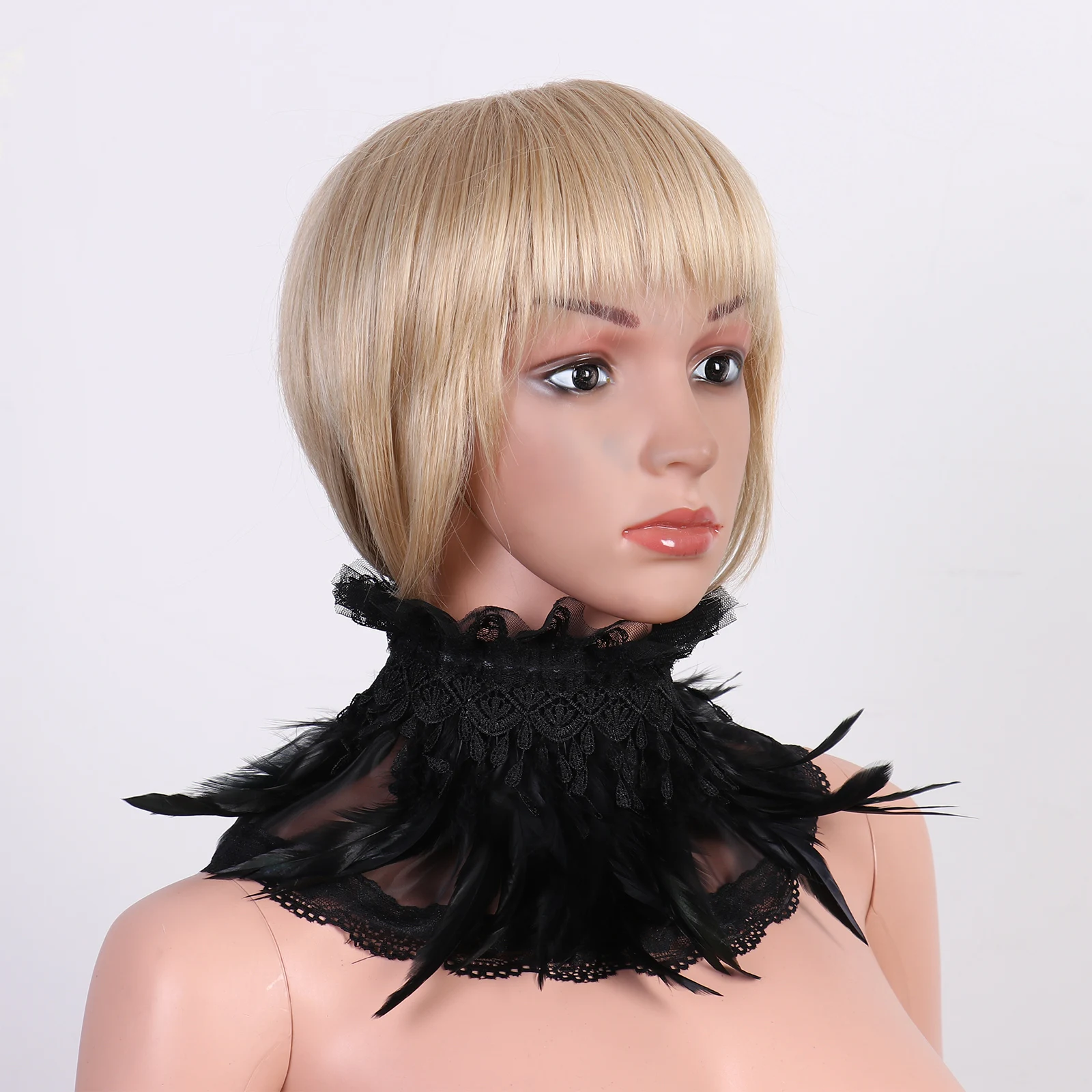 Женский готический настоящий естественный шраг-шаль капюшон перо Хэллоуин косплей костюм аксессуары сценической моды ошейник.