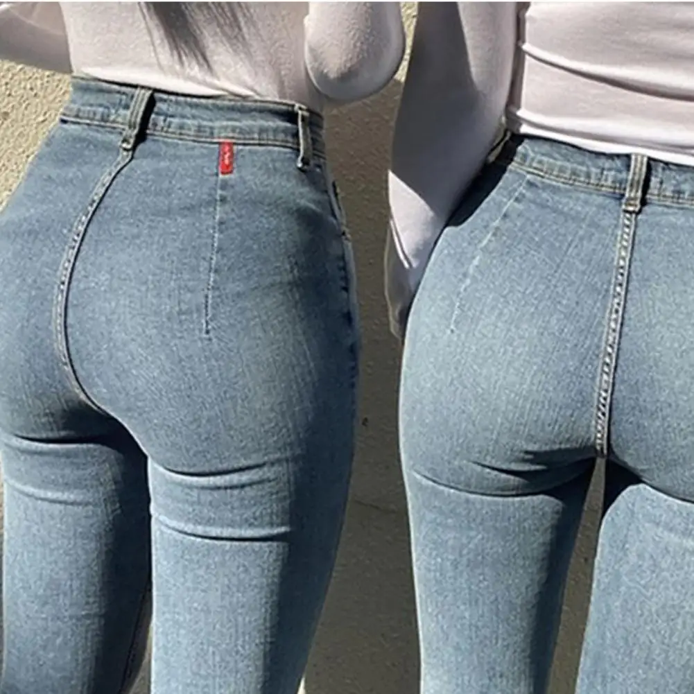 

Women's Jeans High Waist Stretch Skinny Denim Pants 2020 Autumn Winter Blue Retro Washed Elastic Slim Pencil Trousers