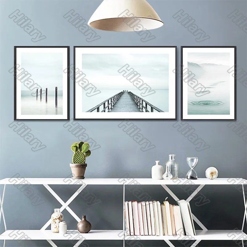 

Poster Landscape Water Green Figure Canvas Painting Wall Art Nature Home Decoration for Living Room and Bedroom Frameless