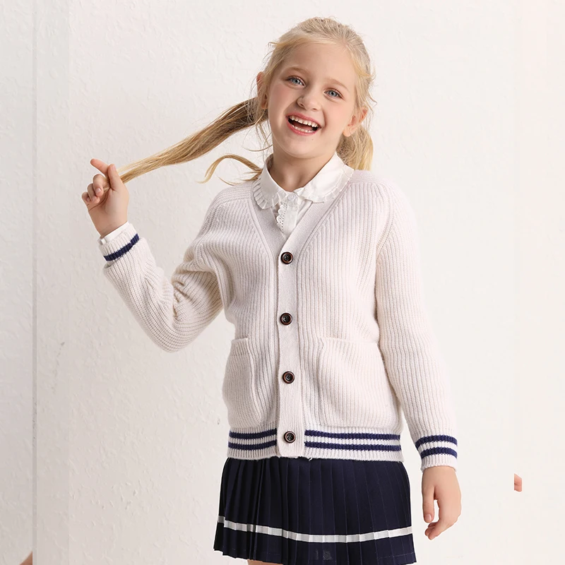 Кашемировый свитер для мальчиков и девочек новый с v-образным вырезом вышивкой на