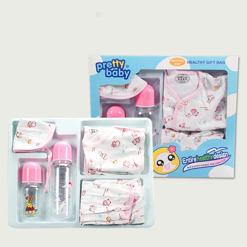 Baby Clothing Bottle Feeding Set 150/250ml PP Standard Bottle Pant Top Scarf 5 Piece Gift Box 0-3Y Newborn Baby Accessories enlarge