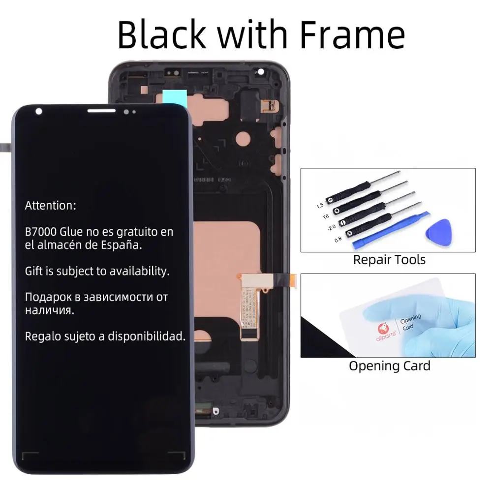 6.0" 1440 x 2880 тачскрин дисплей экран для LG V30 сенсорный дисплей LCD с тачскрином в рамке замена запчасти V30 Черный серебро - Цвет: with Frame Black
