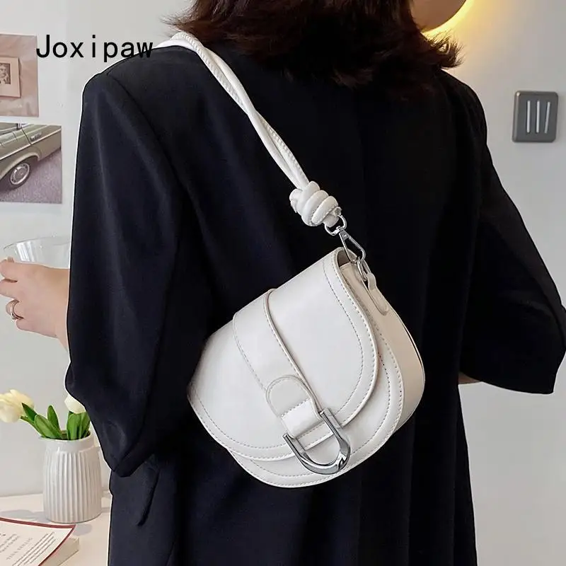 

New High Quality Luxury Saddle Bag Underarm Bag Pu Leather Women's Designer Handbag Solid Color Single Shoulder Messenger Bag