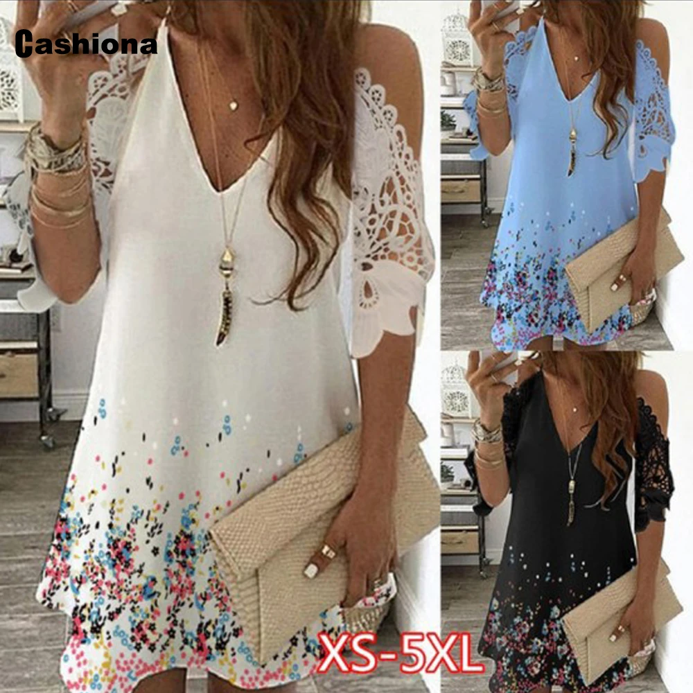 

Plus size 4xl 5xl Vintage 2021 Summer Mini Short Dress New Patchwork Lace Sleeve Dresses Women Clothing Femme Vestido Robe Dress