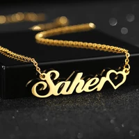 personalized customized name necklace stainless steel simple heart name letter necklace gold plated ladies gift unique jewelry