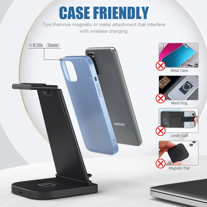 3in1 wireless charger stand for samsung note 20 s21 s10 iphone 15w fast charge station for galaxy watch gear s4 s3 s2 buds live free global shipping