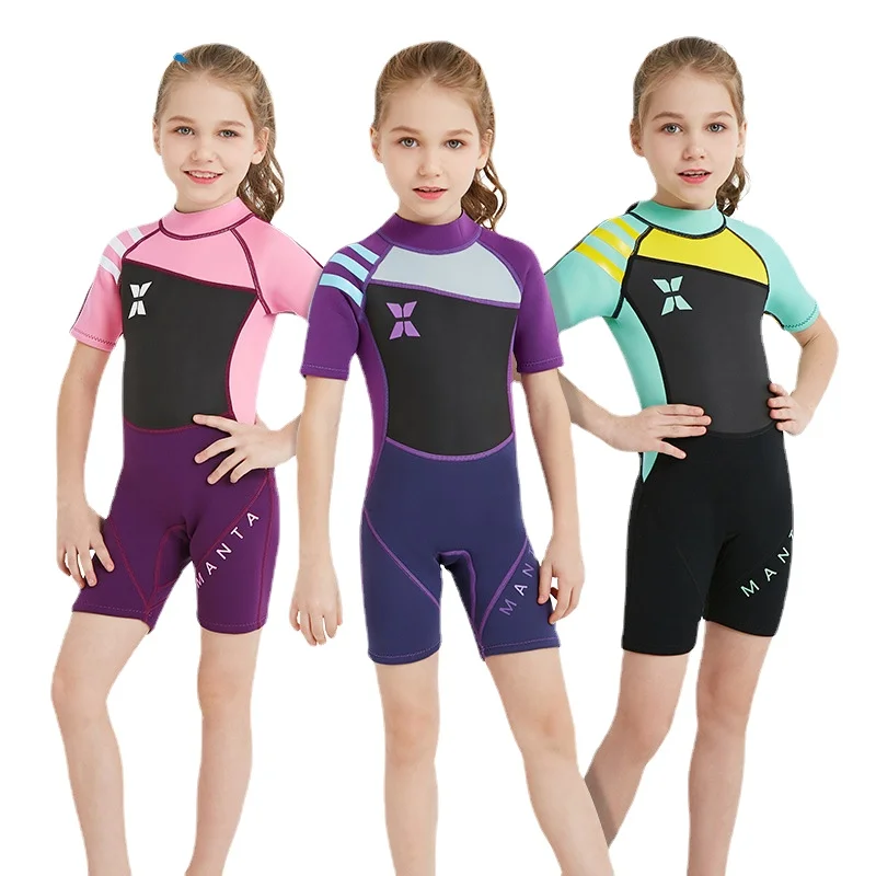 

DIVE&SAIL 2.5MM Neoprene One-piece Girls Short Wetsuits Scuba Diving Suits Anti-UV Keep Warm Swimsuit Surf Snorkeling Suits
