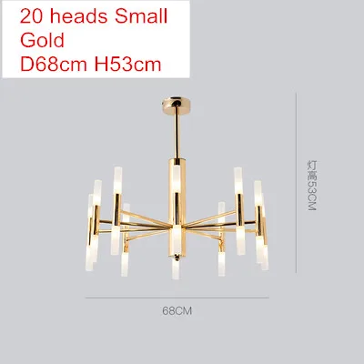 20heads Gold Small Европейский стержень трубы G4 светодиодные люстры золото/черный подвесной светильник droplight для гостиная, прихожая Арт Деко люстра - Цвет абажура: 20heads Gold Small